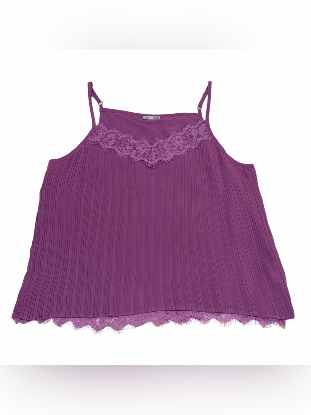 Dex Ruched Tiered Camisole Tank Top Purple Mauve Plus Size 2X Lace Sexy Pretty